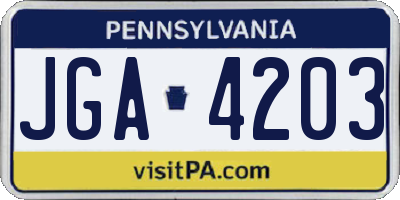 PA license plate JGA4203