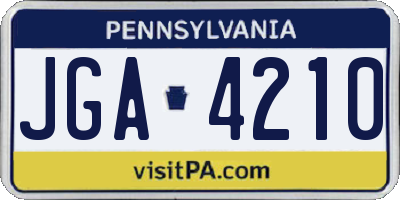 PA license plate JGA4210