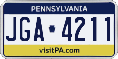 PA license plate JGA4211