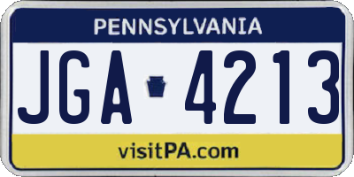 PA license plate JGA4213