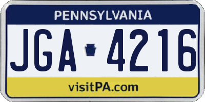 PA license plate JGA4216