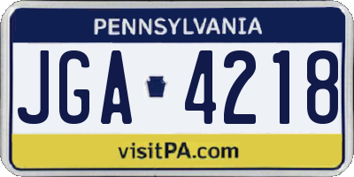 PA license plate JGA4218