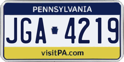 PA license plate JGA4219