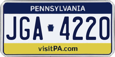 PA license plate JGA4220