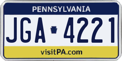 PA license plate JGA4221