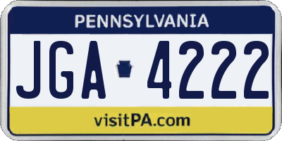 PA license plate JGA4222