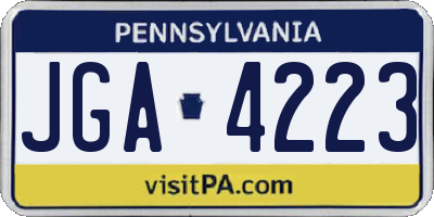 PA license plate JGA4223