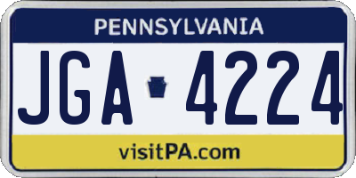 PA license plate JGA4224
