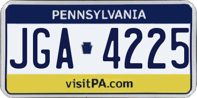 PA license plate JGA4225