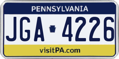 PA license plate JGA4226