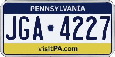 PA license plate JGA4227
