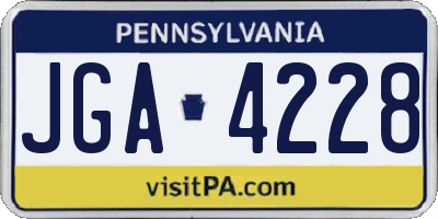 PA license plate JGA4228
