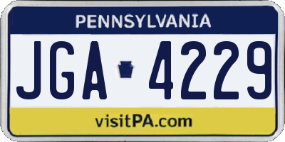 PA license plate JGA4229