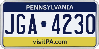 PA license plate JGA4230