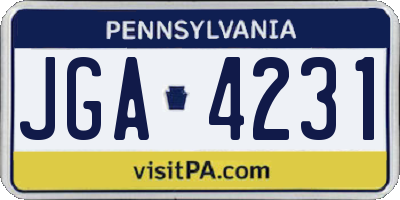 PA license plate JGA4231