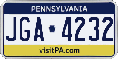 PA license plate JGA4232