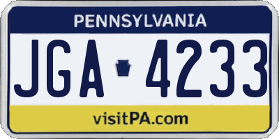 PA license plate JGA4233