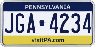 PA license plate JGA4234