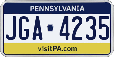 PA license plate JGA4235