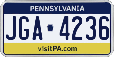 PA license plate JGA4236