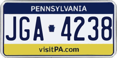 PA license plate JGA4238
