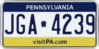 PA license plate JGA4239