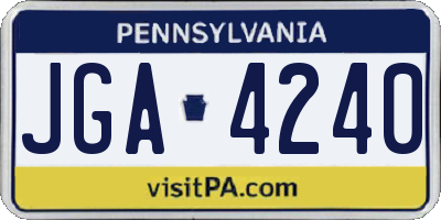 PA license plate JGA4240