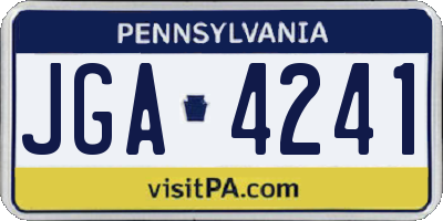 PA license plate JGA4241