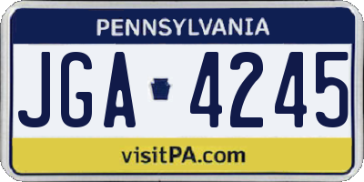 PA license plate JGA4245
