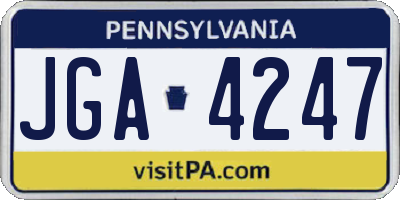 PA license plate JGA4247
