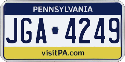 PA license plate JGA4249