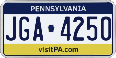 PA license plate JGA4250