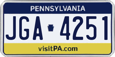 PA license plate JGA4251