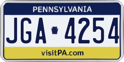 PA license plate JGA4254