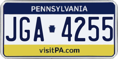 PA license plate JGA4255