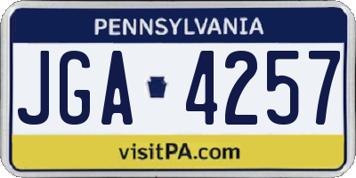 PA license plate JGA4257