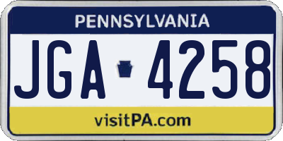 PA license plate JGA4258