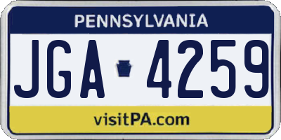 PA license plate JGA4259