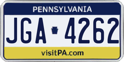 PA license plate JGA4262