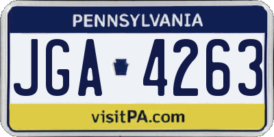 PA license plate JGA4263