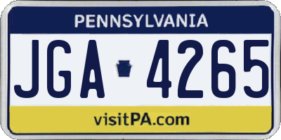 PA license plate JGA4265