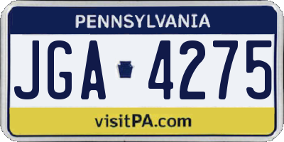 PA license plate JGA4275