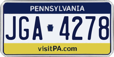 PA license plate JGA4278