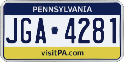 PA license plate JGA4281