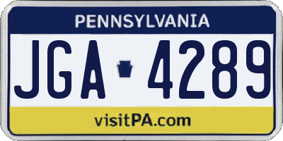 PA license plate JGA4289