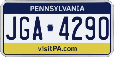 PA license plate JGA4290