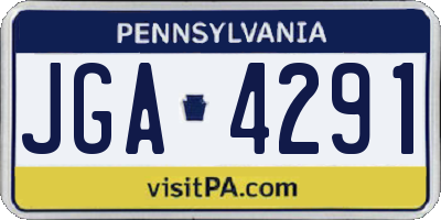 PA license plate JGA4291