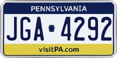 PA license plate JGA4292