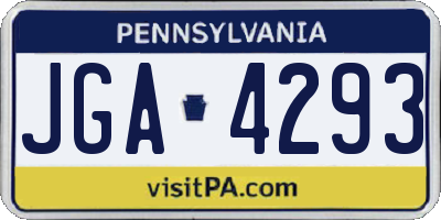 PA license plate JGA4293