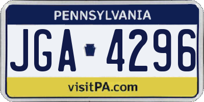 PA license plate JGA4296